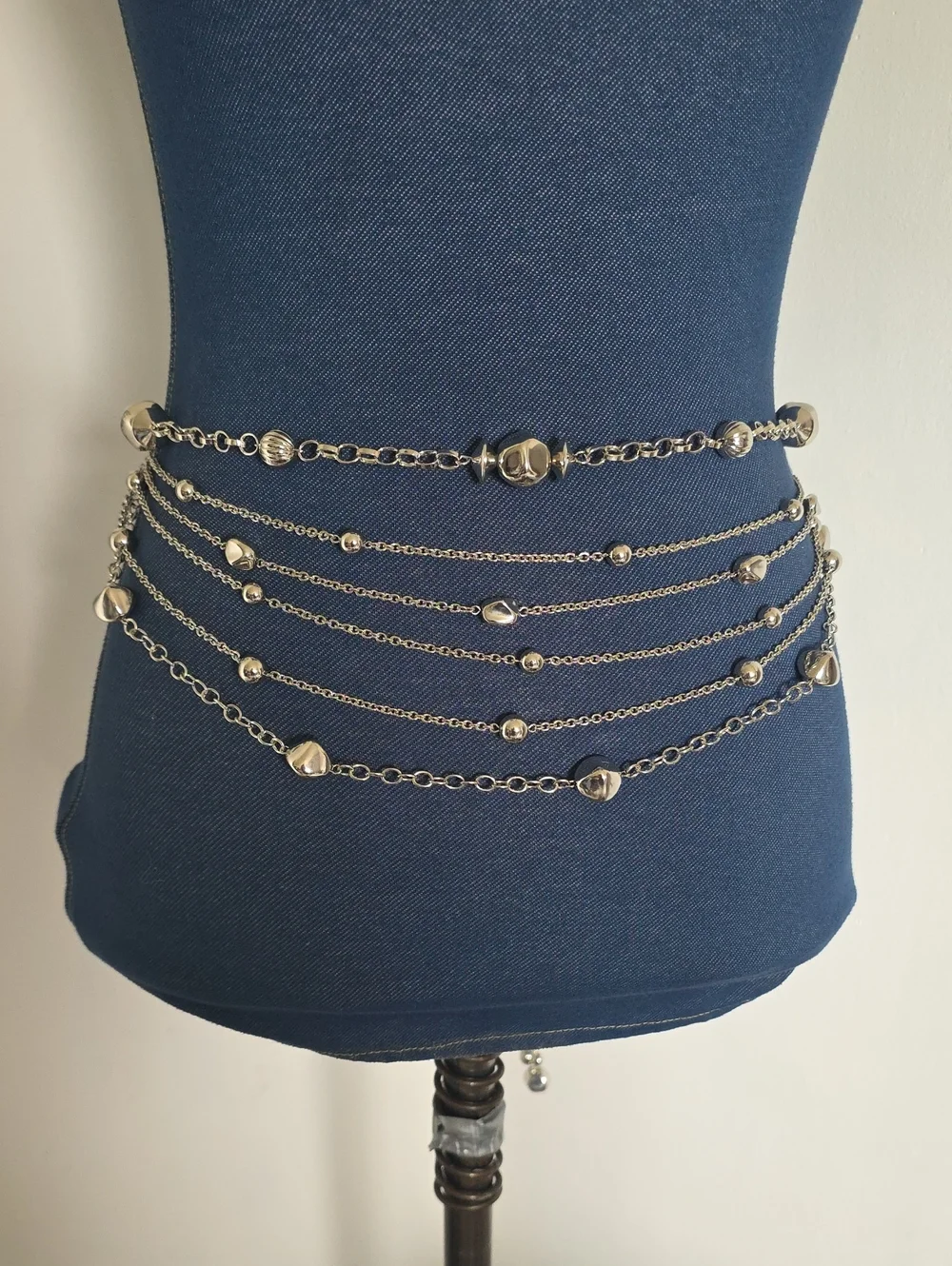 Statement Silver Multi Strand Chain Belt
